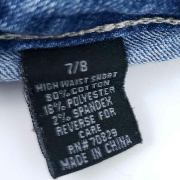 Rue 21  Blue Jean Denim Shorts Distressed Size 7/8, Cut Off Button Fly, Festival - Picture 3 of 4